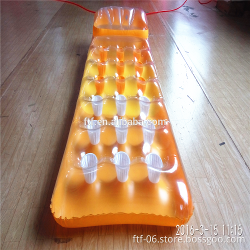 yellow PVC transparent the water inflatable lounge chair,inflatable air mattres,inflatable floating mat,ice bucket